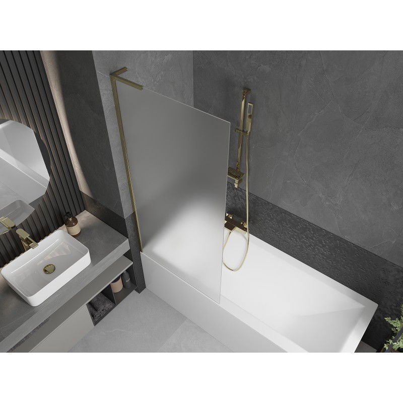 Mexen Next L 1-wing bath screen 80 x 150 cm, frost, gold - 895-080-000-03-30-50