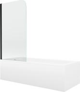 Mexen Vega rectangular bathtub 150 x 70 cm with casing and 1-wing screen 70 cm, transparent, black - 550115070X9007017000