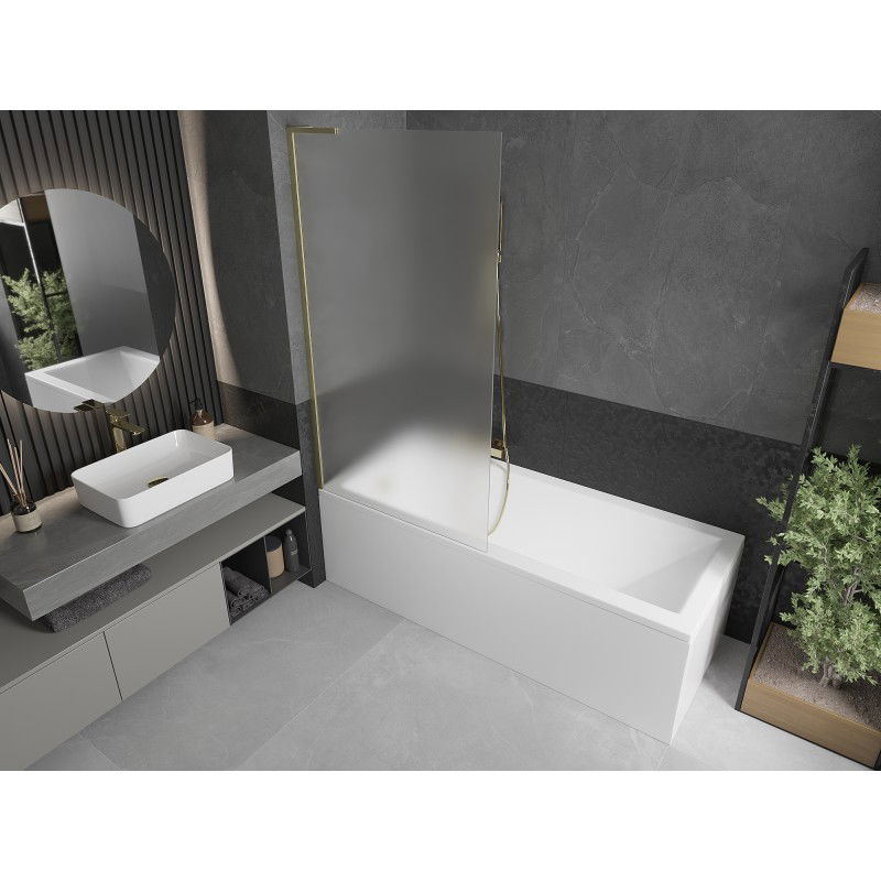 Mexen Next L paratia per vasca da bagno ad 1 anta 90 x 150 cm, brina, oro spazzolato - 895-090-000-03-30-55