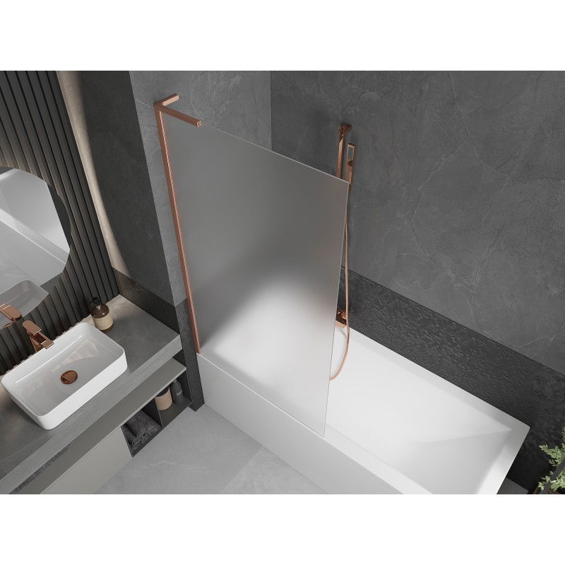 Mexen Next L pantalla de baño plegable de 1 hoja 90 x 150 cm, escarcha, cobre cepillado - 895-090-000-03-30-65