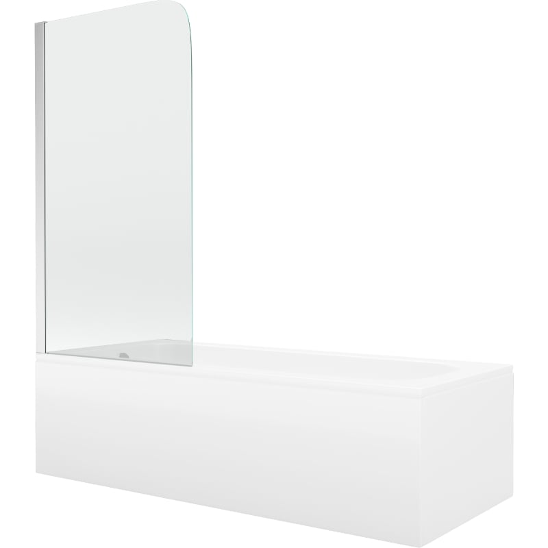 Mexen Vega pravokutna kada 150 x 70 cm s oblogom i paravanom s 1 krilom 75 cm, prozirna, krom - 550115070X9007510100