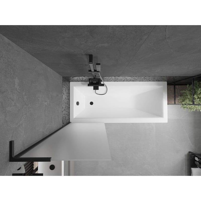 Mexen Next L bath screen 1-wing 60 x 150 cm, frost, black - 895-060-000-03-30-70