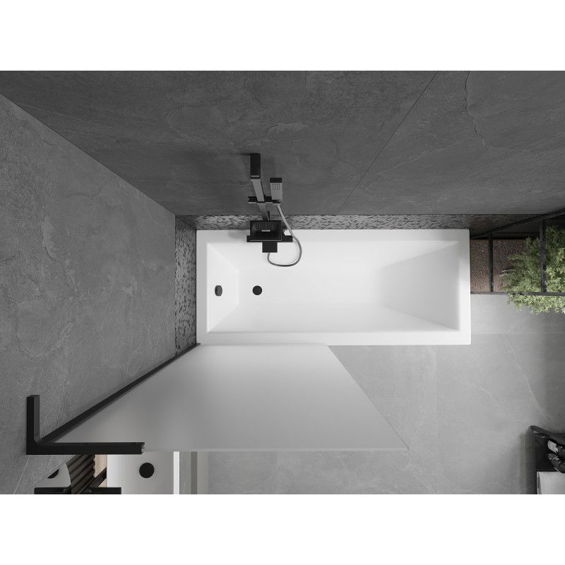 Mexen Next L badwand 1-delig 80 x 150 cm, matglas, zwart - 895-080-000-03-30-70