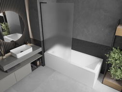 Mexen Next L Single-Panel Bath Screen 100 x 150 cm, Frosted, Black - 895-100-000-03-30-70