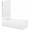 Mexen Vega wanna prostokątna 150 x 70 cm z obudową i parawanem 1-skrzydłowym 80 cm, transparent, chrom - 550115070X9008010100