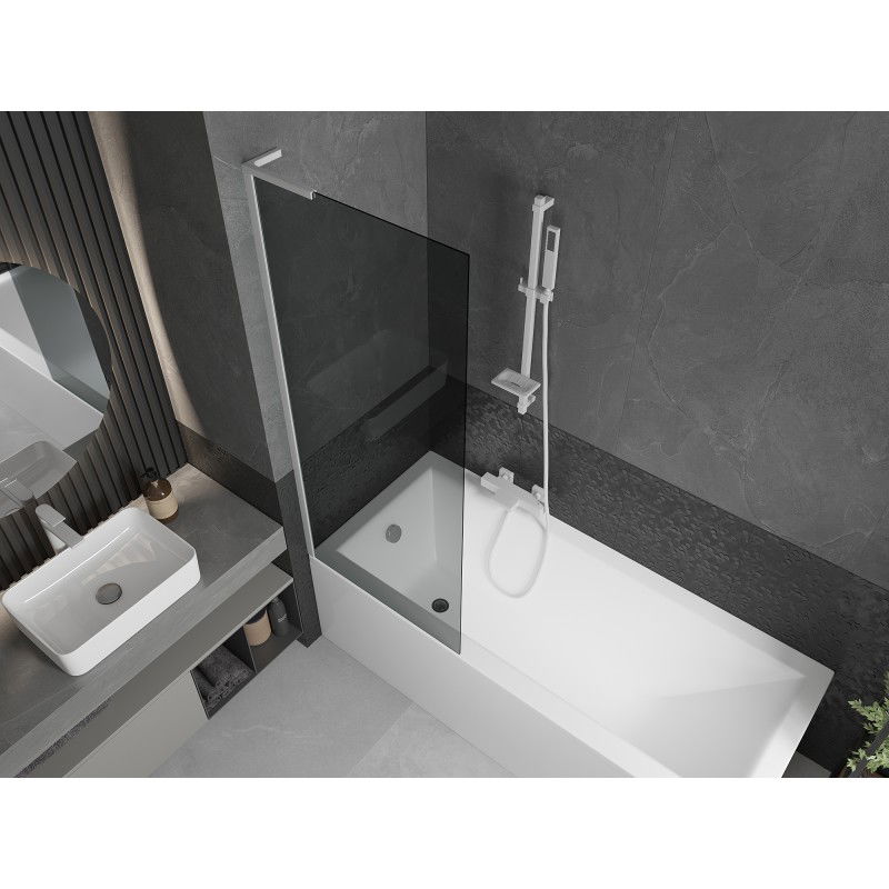 Mexen Next L paratia per vasca da bagno a 1 anta 70 x 150 cm, grafite, bianco - 895-070-000-03-40-20