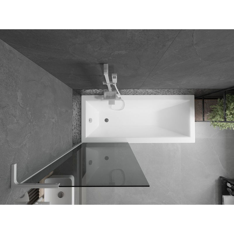 Mexen Next L Bath Screen 1-wing 70 x 150 cm, graphite, white - 895-070-000-03-40-20