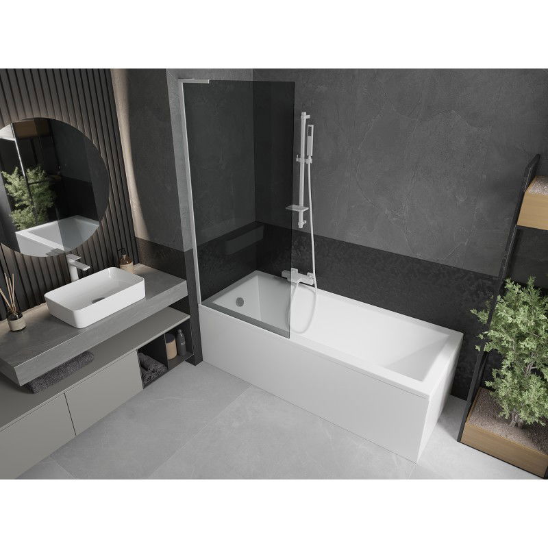 Mexen Next L paratia per vasca da bagno a 1 anta 80 x 150 cm, grafite, bianco - 895-080-000-03-40-20