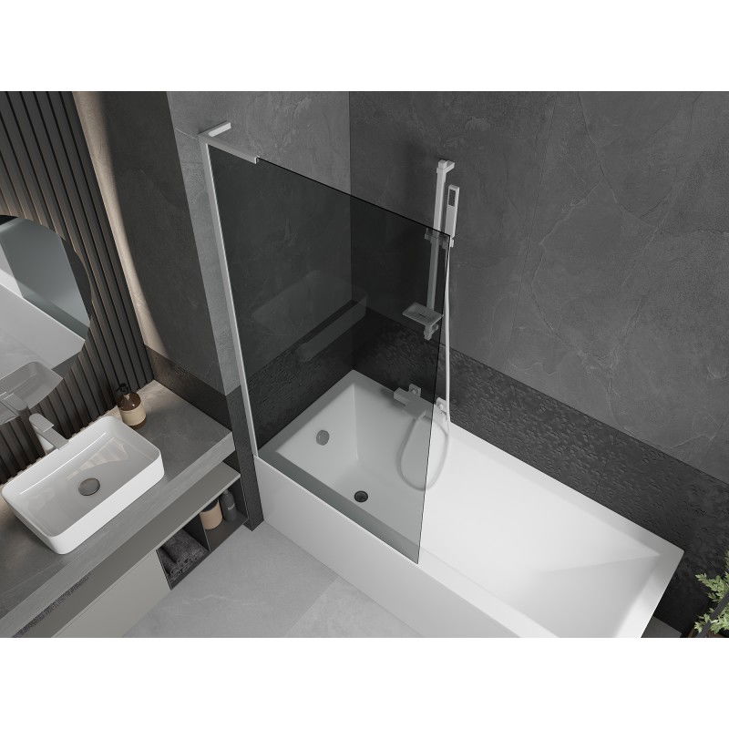 Mexen Next L paratia per vasca da bagno a 1 anta 90 x 150 cm, grafite, bianco - 895-090-000-03-40-20