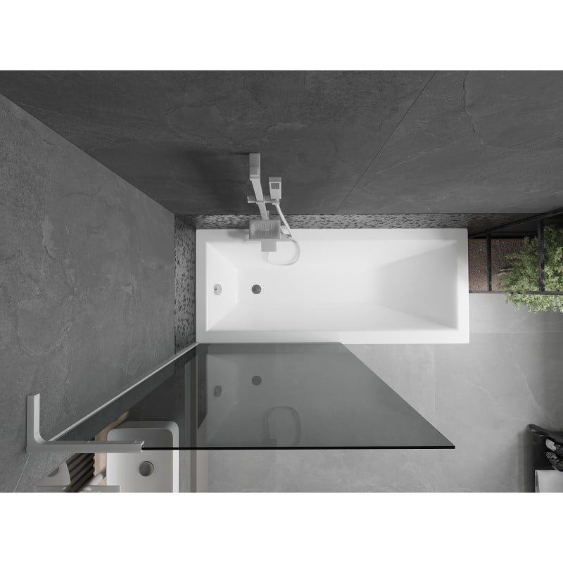 Mexen Next L divisória de banho de 1 folha 90 x 150 cm, grafite, branco - 895-090-000-03-40-20