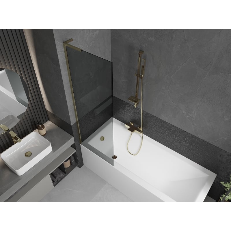 Mexen Next L vannipaneel 1-ukseline 60 x 150 cm, grafiit, kuldne - 895-060-000-03-40-50