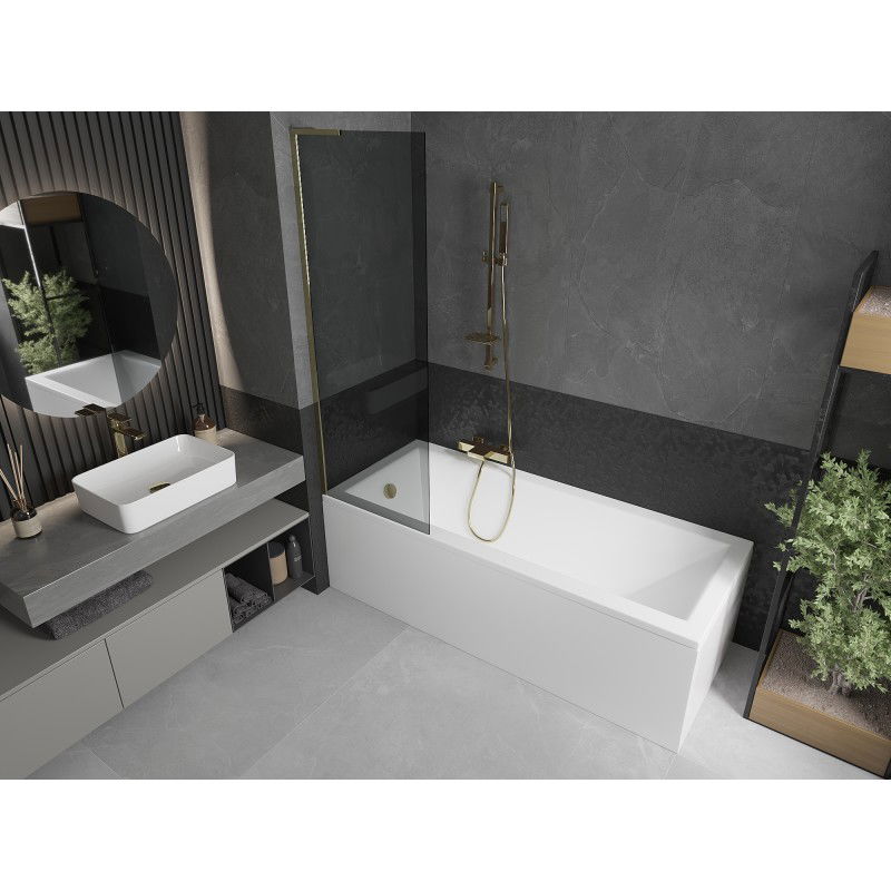 Mexen Next L paratia per vasca da bagno a un'anta 60 x 150 cm, grafite, oro - 895-060-000-03-40-50