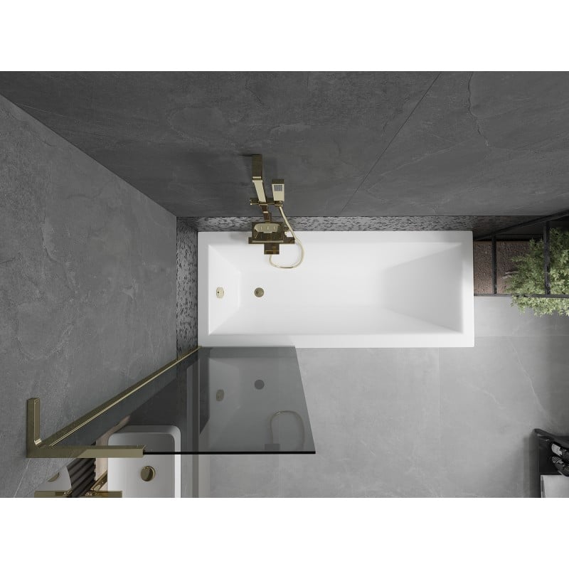 Mexen Next L Bathtub Screen 1-Panel 60 x 150 cm, Graphite, Gold - 895-060-000-03-40-50