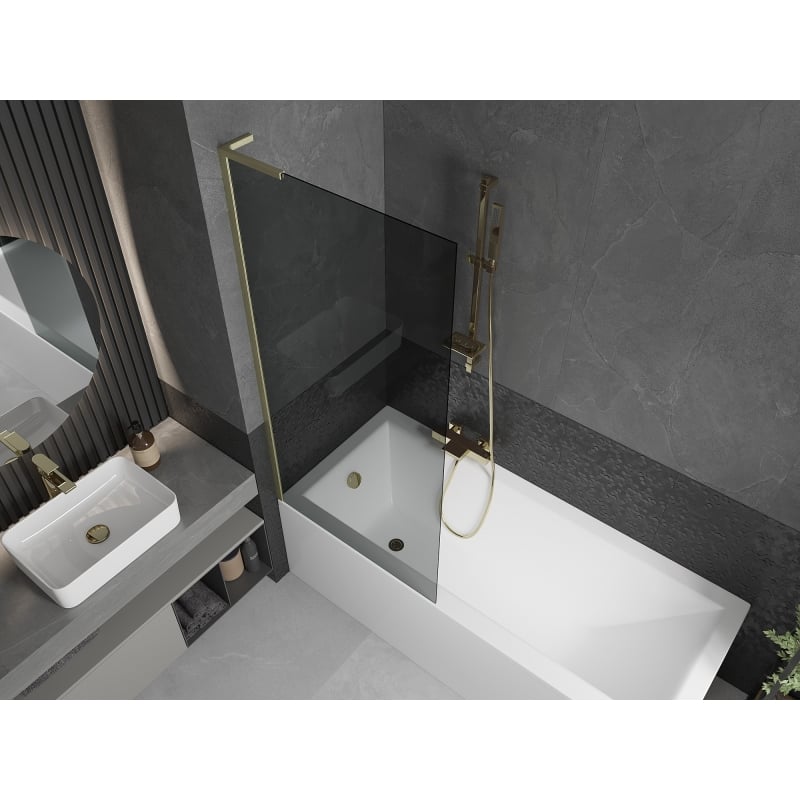 Mexen Next L vanniparavann, 1-tiivaline, 80 x 150 cm, grafiit, kuldne harjatud - 895-080-000-03-40-55