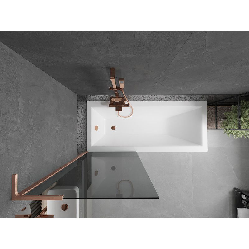 Mexen Next L Bath Screen 1-Wing 70 x 150 cm, Graphite, Brushed Copper - 895-070-000-03-40-65