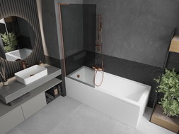 Mexen Next L Bath Screen 1-Panel 80 x 150 cm, Graphite, Brushed Copper - 895-080-000-03-40-65