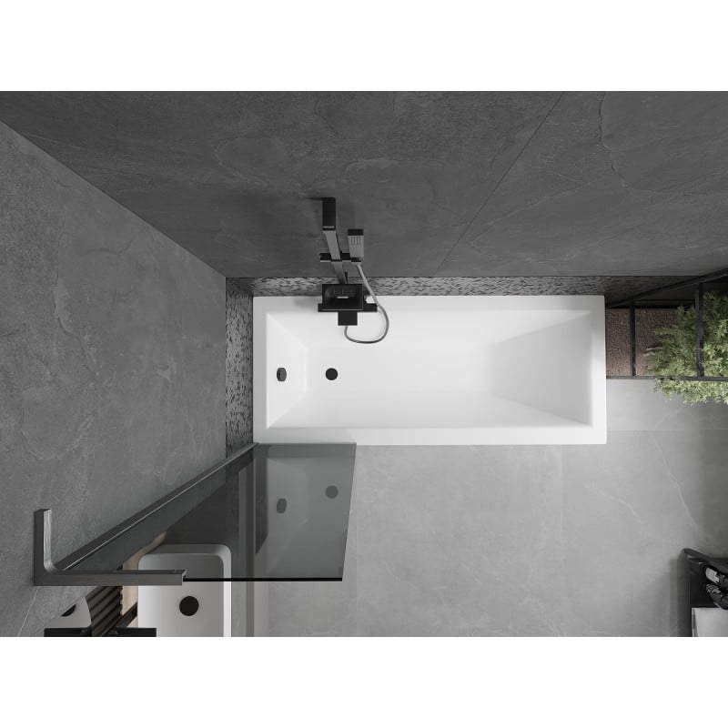 Mexen Next L divisória de banho com 1 folha 50 x 150 cm, grafite, cinza metalizado escovado - 895-050-000-03-40-66