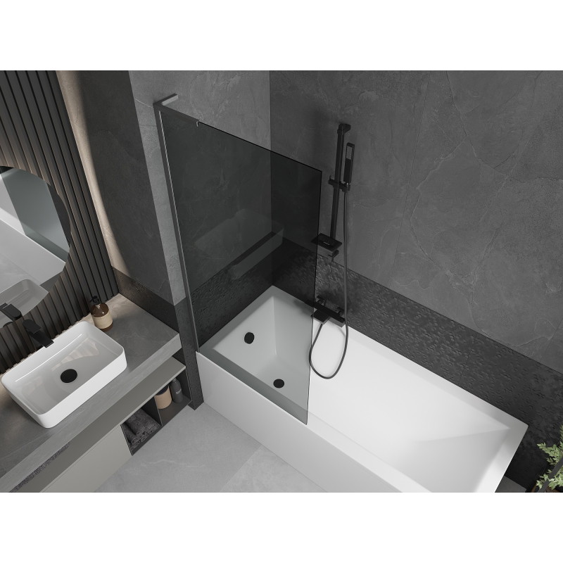 Mexen Next L 1-flügelige Badewannenabtrennung 80 x 150 cm, grafit, gebürstetes Gun Gray - 895-080-000-03-40-66