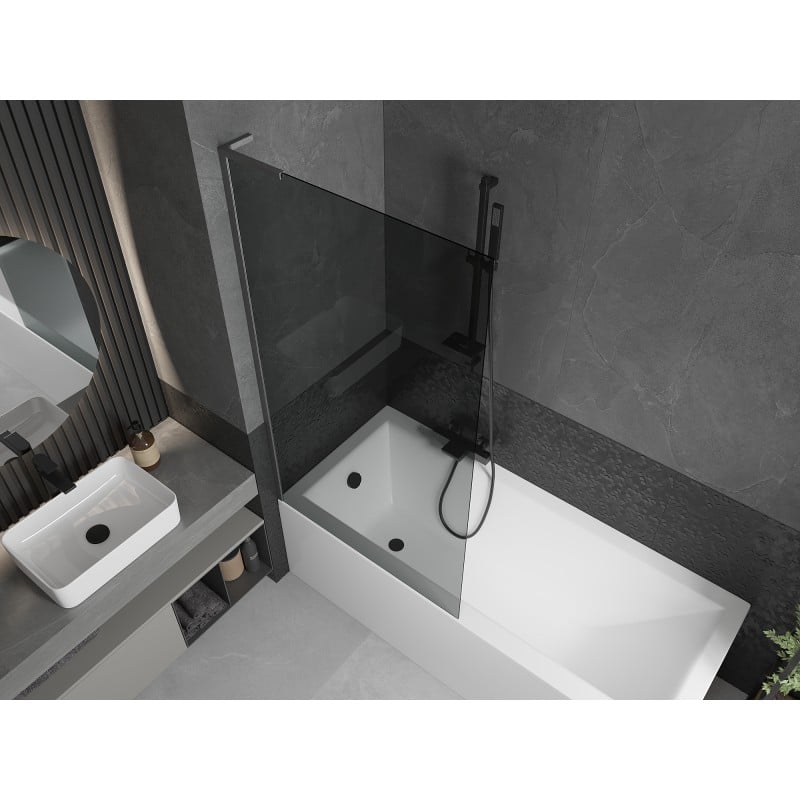 Mexen Next L 1-wing bathtub screen 90 x 150 cm, graphite, brushed gun gray - 895-090-000-03-40-66