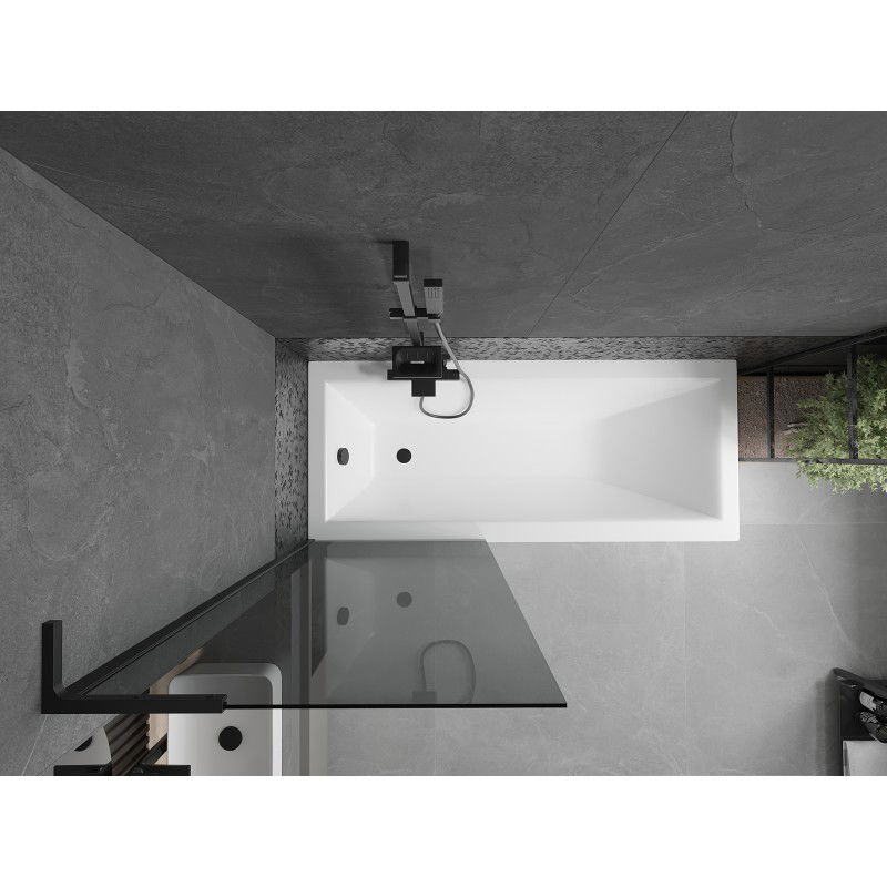 Mexen Next L painel de banho com 1 asa 70 x 150 cm, grafite, preto - 895-070-000-03-40-70