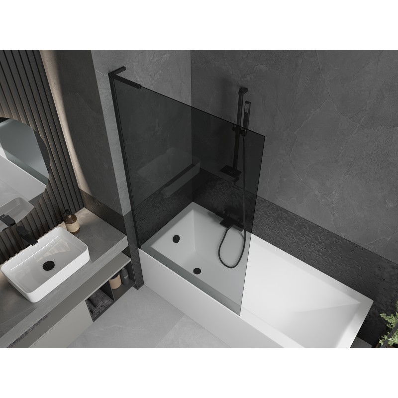 Mexen Next L Bath Screen 1-Wing 100 x 150 cm, Graphite, Black - 895-100-000-03-40-70