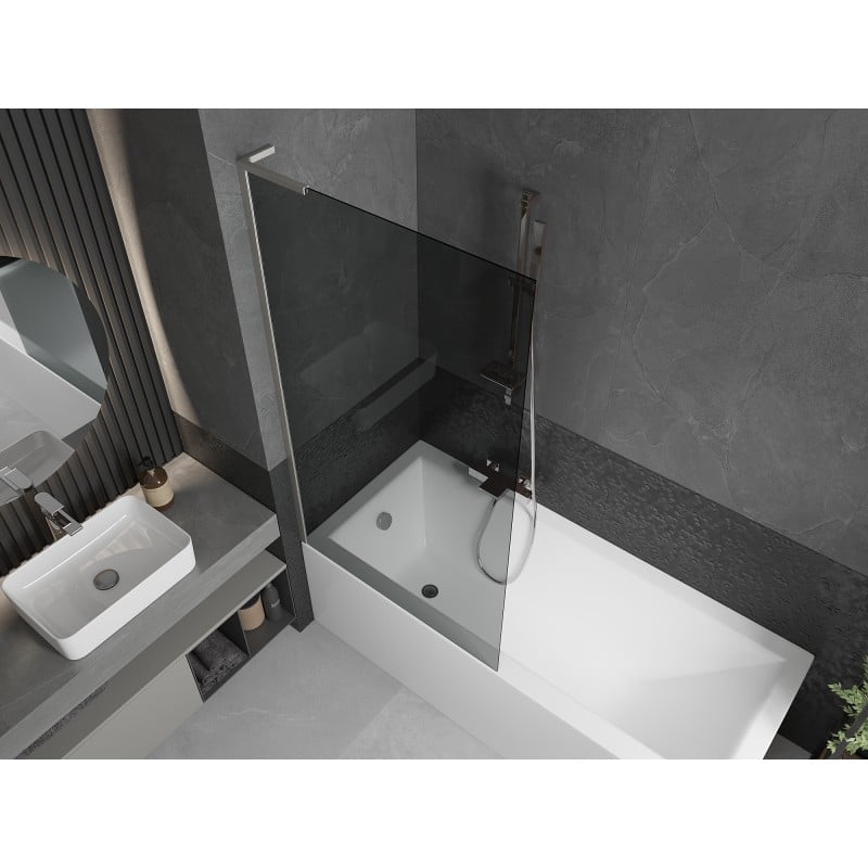 Mexen Next L 1-wing bath screen 90 x 150 cm, graphite, brushed nickel - 895-090-000-03-40-97