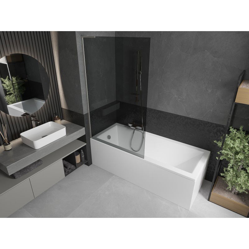 Mexen Next L Bath Screen 1-wing 100 x 150 cm, Graphite, Brushed Nickel - 895-100-000-03-40-97