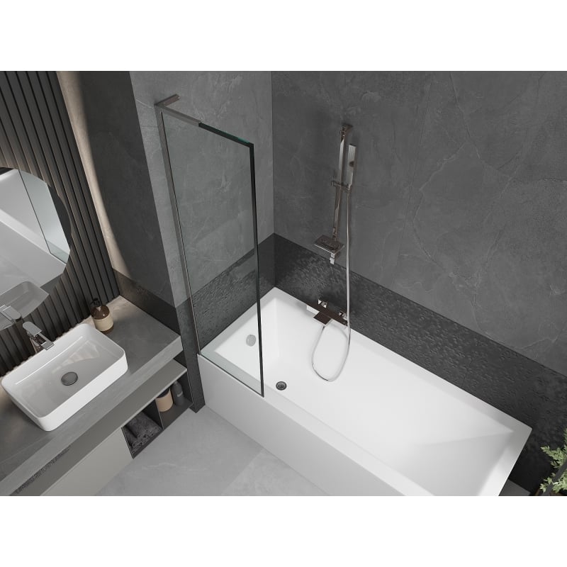 Mexen Next L vannipaneel, 1-osaline 50 x 150 cm, must raam, kroom - 895-050-000-03-70-01