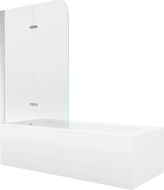 Mexen Vega rechthoekig bad 150 x 70 cm met omhulsel en 2-vleugelig scherm 100 cm, transparant, chroom - 550115070X9010020100
