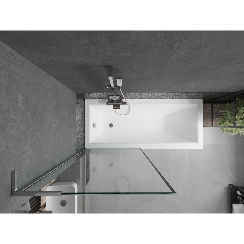 Mexen Next L parawan nawannowy 1-skrzydłowy 80 x 150 cm, czarna ramka, chrom - 895-080-000-03-70-01