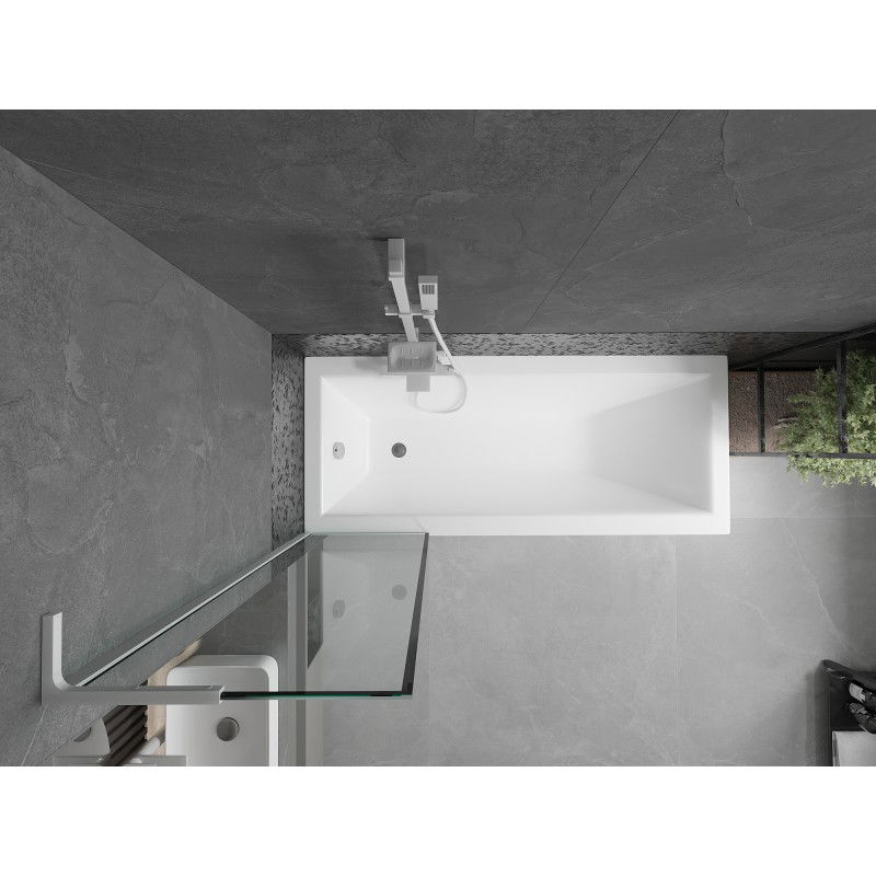 Mexen Next L pare-douche pour baignoire 1 volet 50 x 150 cm, cadre noir, blanc - 895-050-000-03-70-20