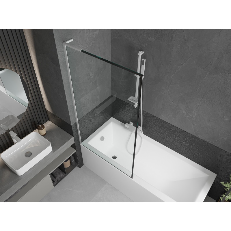 Mexen Next L vanniparavan 1-osaline 90 x 150 cm, must raam, valge - 895-090-000-03-70-20
