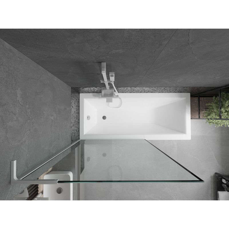 Mexen Next L parapeito de banho de 1 folha 100 x 150 cm, moldura preta, branco - 895-100-000-03-70-20