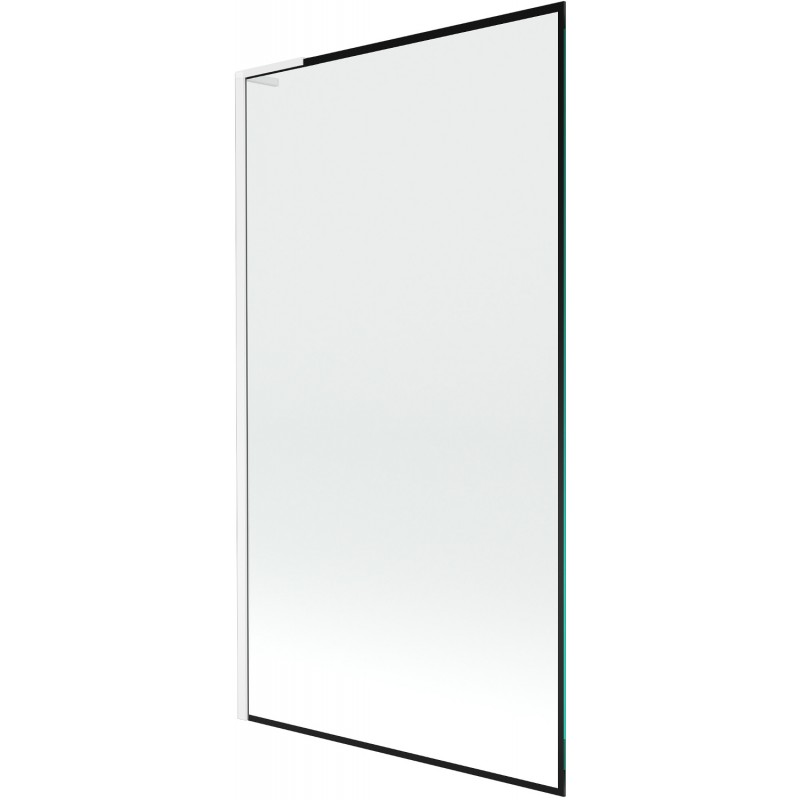 Mexen Next L Badewannenabtrennung 1-flügelig 100 x 150 cm, schwarzer Rahmen, weiß - 895-100-000-03-70-20