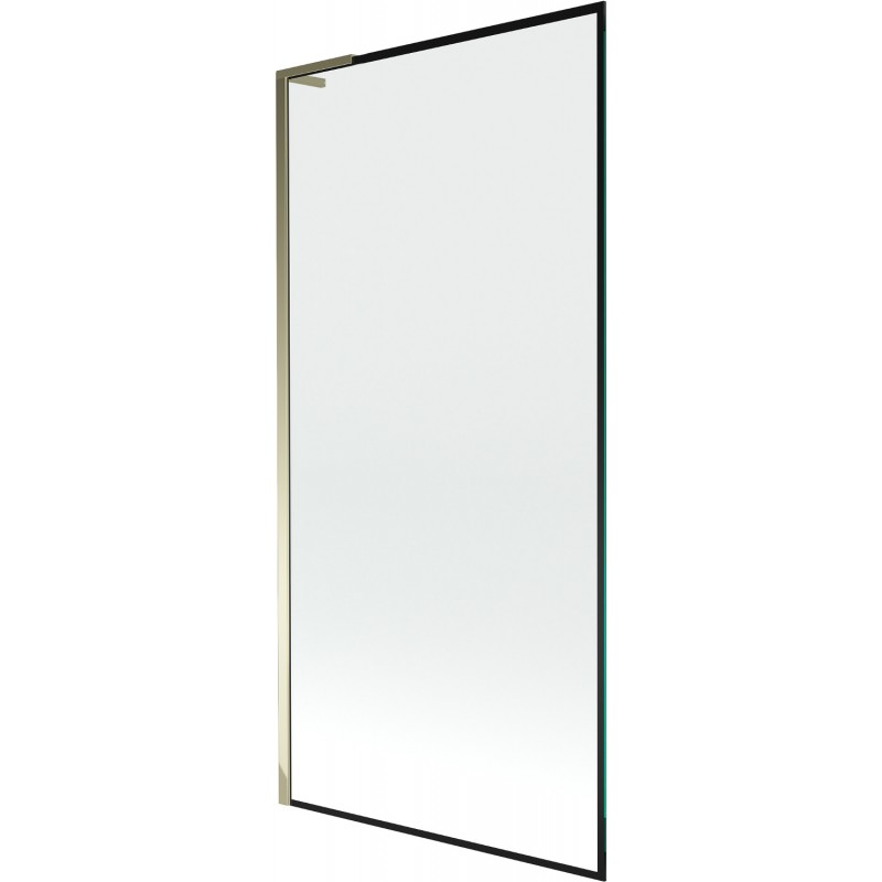 Mexen Next L Badewannenabtrennung 1-flügelig 90 x 150 cm, schwarzer Rahmen, gold - 895-090-000-03-70-50