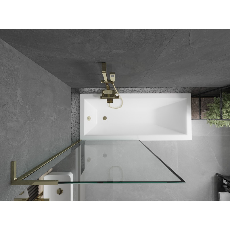 Mexen Next L 1-osaline vannisein 90 x 150 cm, must raam, kuldne - 895-090-000-03-70-50
