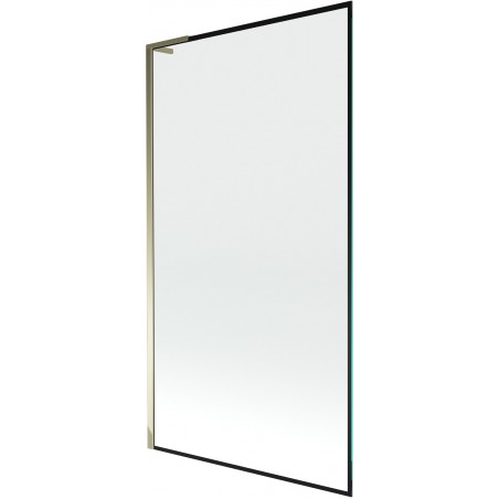 Mexen Next L Badewannenfaltwand 1-flügelig 100 x 150 cm, schwarzes Muster, gold - 895-100-000-03-70-50