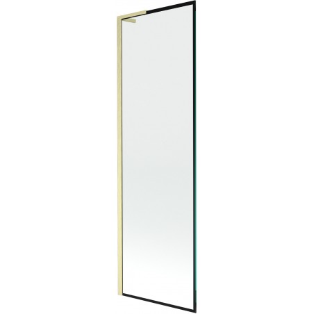 Mexen Next L badwand 1-deurs 60 x 150 cm, zwart frame, geborsteld goud - 895-060-000-03-70-55