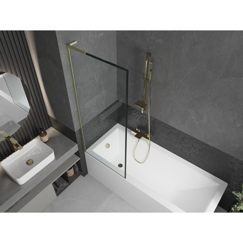 Mexen Next L vanniparavann 1-labaline 70 x 150 cm, must raam, kuldne harjatud - 895-070-000-03-70-55