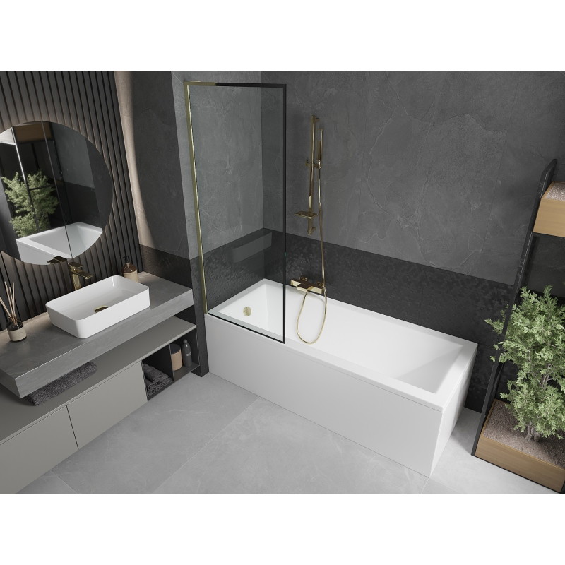Mexen Next L vanniparavann 1-labaline 70 x 150 cm, must raam, kuldne harjatud - 895-070-000-03-70-55