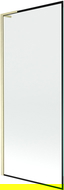 Mexen Next L badwand 1-deurs 80 x 150 cm, zwart frame, goud geborsteld - 895-080-000-03-70-55
