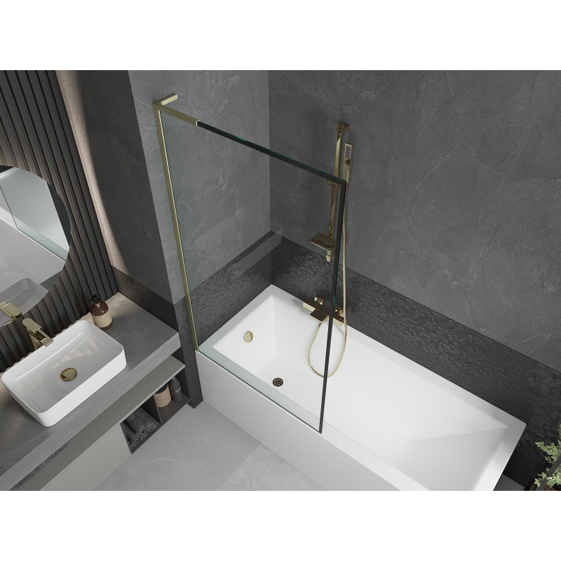 Mexen Next L vanniparavan 1-leheline 90 x 150 cm, must raam, kuldne harjatud - 895-090-000-03-70-55