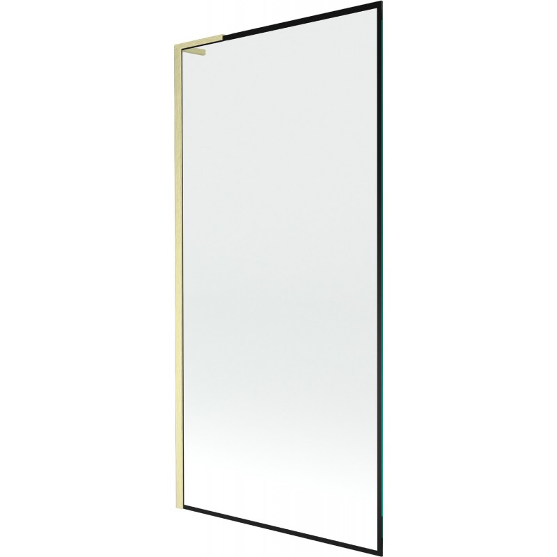 Mexen Next L Badewannenwand 1-flügelig 90 x 150 cm, schwarzes Muster, gebürstetes Gold - 895-090-000-03-70-55