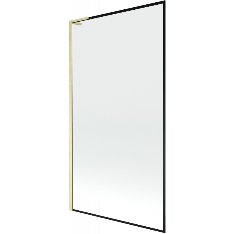 Mexen Next L divisória de banho de 1 folha 100 x 150 cm, moldura preta, dourado escovado - 895-100-000-03-70-55