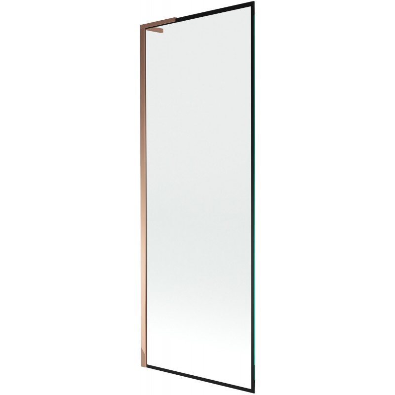 Mexen Next L Badewannenabtrennung 1-flügelig 70 x 150 cm, schwarzes Muster, Roségold - 895-070-000-03-70-60