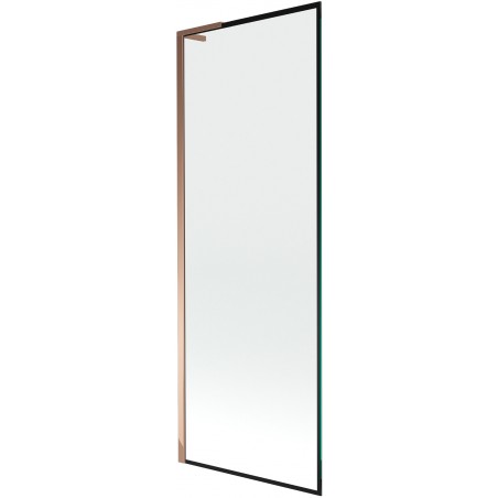 Mexen Next L Badewannenabtrennung 1-flügelig 70 x 150 cm, schwarzes Muster, Roségold - 895-070-000-03-70-60