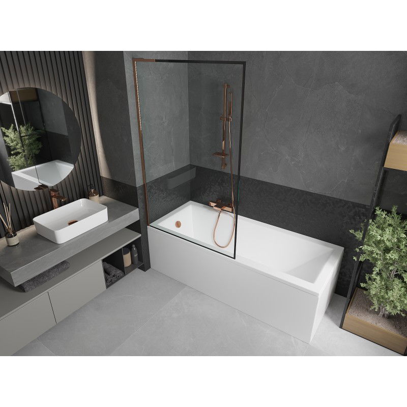 Mexen Next L pare-douche 1-volet 100 x 150 cm, cadre noir, or rose - 895-100-000-03-70-60