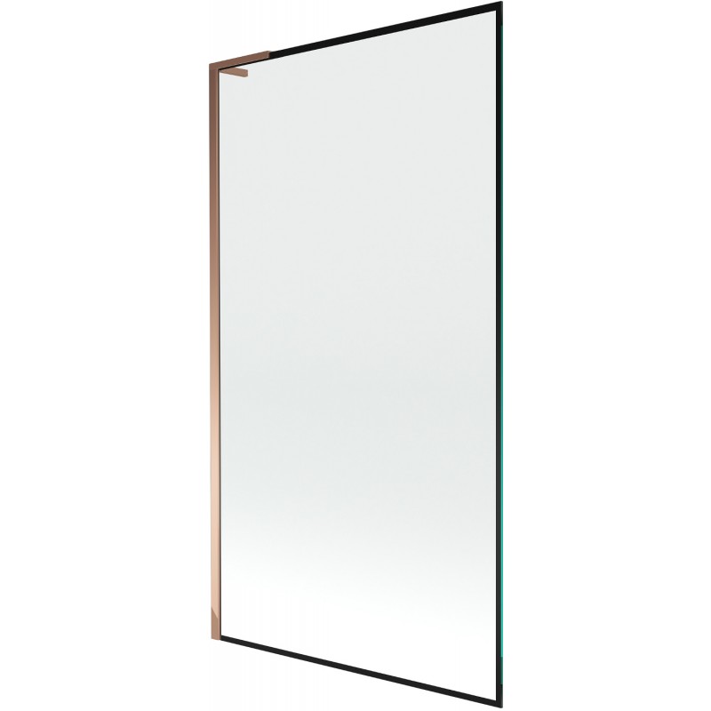 Mexen Next L Badewannenabtrennung 1-flügelig 100 x 150 cm, schwarzes Muster, Roségold - 895-100-000-03-70-60