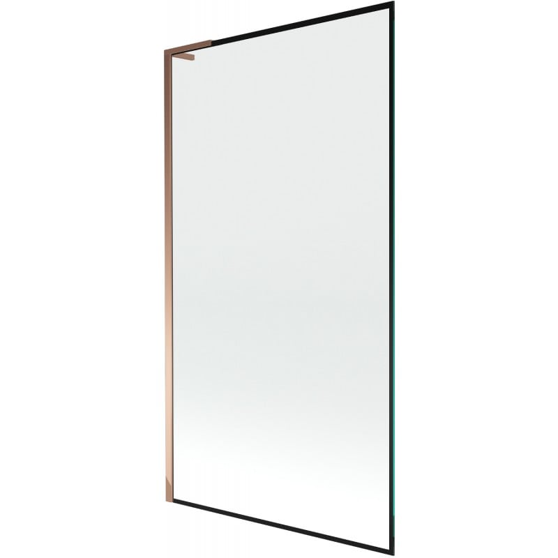 Mexen Next L resguardo de chuveiro de 1 folha 100 x 150 cm, moldura preta, ouro rosa - 895-100-000-03-70-60