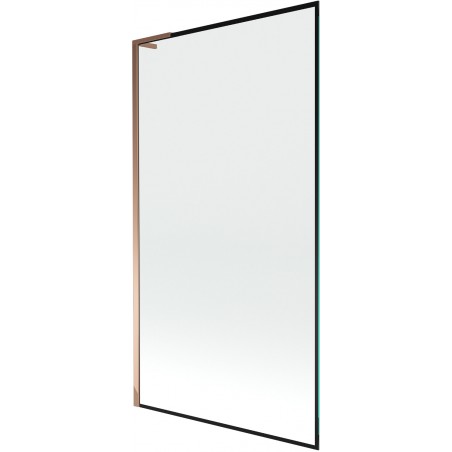 Mexen Next L Badewannenabtrennung 1-flügelig 100 x 150 cm, schwarzes Muster, Roségold - 895-100-000-03-70-60